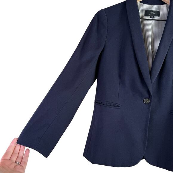 J.Crew‎ Navy Parker Blazer in Wool Flannel One-Button, Size 6P - Picture 7 of 12